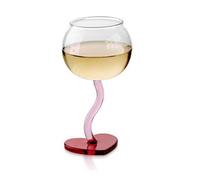 10oz Red Wine Glasses Set of 2 Creative Cocktail Drinking Glasses with Romantic Heart Shaped Battom Wine Goblet Clear Glass Cups for Wedding Valentine Party