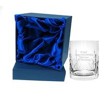 10oz Whisky Earl Crystal Glass Personalised with own Message Upto 40 Letters in silk Lined Gift Box & Happy Birthday Box