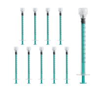 10Pack 1ml Syringes Luer Lock, Plastic Syringes with Cap Individually Sealed, Luer Lock Syringe without Needle for Refilling and Measuring Liquids, Scientific Labs Experiment, Feeding Pets (1ml, 10)