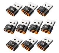 10Pack 200W USB C to USB Adapter, with Fast Charging & 480MB Data Transfer, USB C Converter for Apple Watch Ultra iWatch Series 8 7,iPhone 16 15 Plus Pro Max,Black