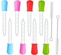 10Pack 5ml Silicone Pipettes Dropper 8Pcs Plastic Droppers Liquid Droppers Pipettes of 5ml with 2 Cleanning Brush(5ml-10P)