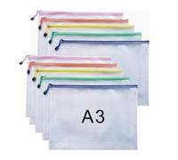 10Pack A3 Zip Wallets Plastic Wallet Extra Thick Version A3 Document Folder Zipper Bags Large Ziplock Bag Mesh Zip Bag for School Office Travel Storage (A3-10Pcs)