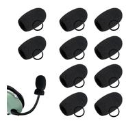 10Pack Aviation Muff Headphone Microphone Body Covers Wind Shields Boom Mic Windscreen Large Black Windshield Noise Sound Reduction High Density Foam for Peltor David Clark Tactical Headset h10-13.4