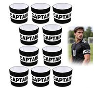 10pack Captains Armband Football Elastic Adjustable Soccer Arm Bands | with Hook and Loop for Team Training Matches Adult Youth Rugby Basketball Daily Sports Activities Black
