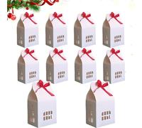 10Pack Cottage House Shaped Gift Boxes,Large Party Favor Treat Box with Ribbons,House Shaped Candy Cookie Box,Snack Goodie Desserts Containers for Birthday,Wedding,Christmas
