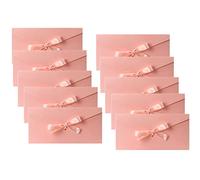 10Pack Gift Envelope with Ribbon Pearlesent Pink Paper Envelopes for Mother’s Day Gift Card Greeting Cards Wedding Party Invitation Valentine’s Day Birthday Cards Thanks Giving Cards