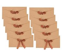 10Pack Gift Envelopes with Ribbon Pearlesent Kraft Paper Envelopes for Mother’s Day Gift Card Greeting Cards Wedding Party Invitation Birthday Cards Valentine’s Day Thanks Giving Cards