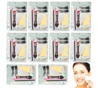 10Pack Individually Wrapped Makeup Applicators Kit,Travel Makeup Tools Kit,Each includes False Eyelashes&Facial Cotton Pads&Various makeup brushes,Face Lips Eyes Makeup During Travel and Outdoors