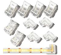10PACK LED Strip Connector Set for 8mm Width 2 Pin Non-Waterproof Tape Lights - Solderless Connectors Include 4pcs L Shape, 4pcs COB-to-COB & 2pcs Strip-to-Wire for COB LED Strips