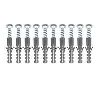 10Pack M10 x 50mm Strong Anchor Nylon Wall Fixing Plug + Heavy Duty Zinc Plated Coach Bolt Screw with 13mm HEX Bolt Head, Steel Bolt KIt Masonry Brick Wall Screws for TV Brackets Aerial Mounting