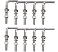 10Pack M6x80mm L Shaped Foundation Bolts Kit Heavy Duty 304 Stainless Steel Right Angle Foundation Anchor Bolts Square Screws with washers and Nuts