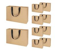 10Pack Paper Gift Bags Kraft Carrier Bags with Handle Rectangle Reusable Bag Present Treat Bags Tote Clothing Shoes Hat Makeup Gift Bag for Christmas Birthday Wedding Baby Shower 22x32x10CM