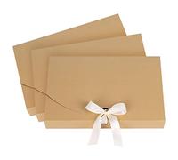 10Pack Paper Gift Box with Lid Ribbon Rectangle Flat Box Case 26x17.5x3CM DIY Present Case Jewellery Container Boxes for Christmas Birthday Shirt Scarf Panties Towels Accessories