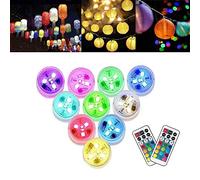 10Pack Paper Lantern Lights Multicolored Mini Hanging with Remote Control Battery Operated RGB LED Submersible Waterproof Light for Lanterns Party Garden Decoration