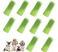 10Pack Pet Finger ToothBrushes - Dog and Cat Teeth Cleaning Gloves with Soft TPR Material for Gentle Oral Care, Portable and Easy-to-Use Dental Health Care Kit for Puppy (Green)