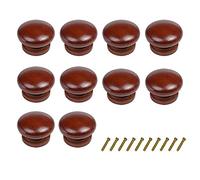 10Pack Round Wood Drawer Knobs Red Brown Finished Mushroom Shaped Kitchen Cabinet Pulls Handles Hardware for Kitchen Cabinets Furniture Dresser Wardrobe Cupboard Drawer Pulls Knobs