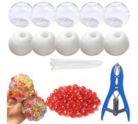 10pack Squishy Making Kit Stress Balls, DIY Stress Ball Making Kit, Blank Pressure Balls Skin DIY Kit with Expander Tool and Flat Beads (Red)
