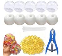 10pack Squishy Making Kit Stress Balls, DIY Stress Ball Making Kit, Blank Pressure Balls Skin DIY Kit with Expander Tool and Flat Beads (Yellow)
