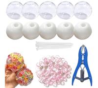 10pack Squishy Making Kit Stress Balls, DIY Stress Ball Making Kit, Blank Pressure Balls Skin DIY Kit with Expander Tool and Flat Beads (Light Pink)