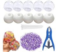 10pack Squishy Making Kit Stress Balls, DIY Stress Ball Making Kit, Blank Pressure Balls Skin DIY Kit with Expander Tool and Flat Beads (Purple)