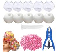 10pack Squishy Making Kit Stress Balls, DIY Stress Ball Making Kit, Blank Pressure Balls Skin DIY Kit with Expander Tool and Flat Beads (Deep Pink)