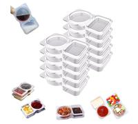 10PACK Upgrade Double Compartment Condiment Container, 2025 New Reusable Grab And Go Snack Containers with Lids, Clear Plastic Containers for Snacks Dips Takeout Travel and Outdoor Camping