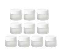 10Packs 10ml/0.34Oz Leakproof Frosted Glass Jars with White Lids Refillable Travel Bottles Mini Cosmetic Sample Glass Containers for Eye Cream, Lip Balm, Facial Balm, Sample Storage
