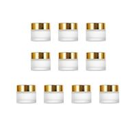 10Packs Frosted Glass Jars with Gold Color Lids 10Gram/10ml Glass Comestic Containers Empty Clear Round Refillable Cosmetic Sample Jars For Makeup Lip Scrub Balm Lotions Sample Eye Creams DIY