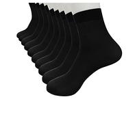 10Pairs Mens Socks 9-11 UK Smart Breathable Bamboo Fiber Ultra-thin Elastic Silky Socks for Man (Black)