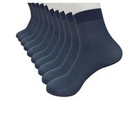 10Pairs Mens Socks 9-11 UK Smart Breathable Bamboo Fiber Ultra-thin Elastic Silky Socks for Man (Dark blue)