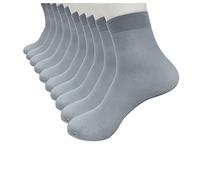 10Pairs Mens Socks 9-11 UK Smart Breathable Bamboo Fiber Ultra-thin Elastic Silky Socks for Man (Gray)