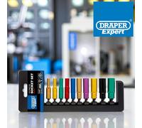 Draper Deep Socket Set 50158 – 1/4-Inch Metric, 10-Piece Coloured, Blue