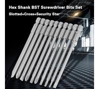 10pc 100mm 1/4" Hex Magnetic S2 Bit Set