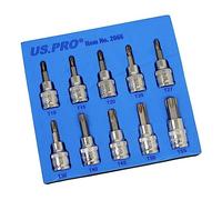 US PRO 10Pc 3/8 Drive 48mm Long S2 Torx Socket Set T10 - T55 B2066