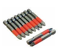 10pc 50mm #2 Pozi Drive Bit Set S2 Steel Non-Slip Tips