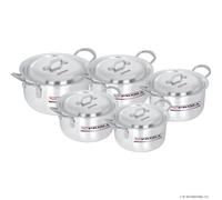 10Pc Aluminium Casserole Set - Cookware Set, Stockpots Dishes Come With Lids | Ideal For General Cooking & Catering | Strong Reinforced Handles, Durable & Long Lasting