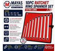 10pc Spanner Set Ratchet Ring Aviation Double Ended Extra Long 8mm -19mm