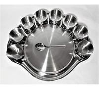 10Pc Beauitful Stainless Steel Authentic Traditional Asian/Indian Curry Thali (10 Pc Thali Set with Small matt Finish Bowls)