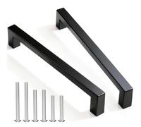 10PC Black Kitchen Cupboard Handles, Hole Center 160mm Cupboard Door Handle