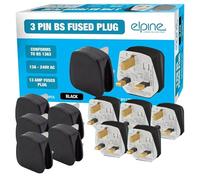 10Pc Black Mains Plugs - Electric Power Socket Adaptor | Fused Adapter, Uk 3 Pin, 13Amp Household Electrical Appliance, Durable | Pack Of 10