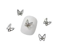 10Pc Butterfly Nail Charms Silver Butterfly 3D Metallic Butterflies Rhinestones for Acrylic Nails Designs Charms Manicure Accessories Manicure Accessories