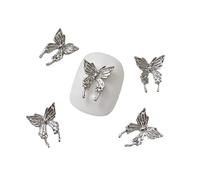 10Pc Butterfly Nail Charms Silver Butterfly 3D Metallic Butterflies Rhinestones for Acrylic Nails Designs Charms Manicure Accessories Manicure Accessories
