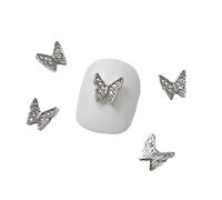 10Pc Butterfly Nail Charms Silver Butterfly 3D Metallic Butterflies Rhinestones for Acrylic Nails Designs Charms Manicure Accessories Manicure Accessories