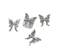10Pc Butterfly Silver Butterfly 3D Metallic Butterflies Rhinestones For Acrylic Nails Designs