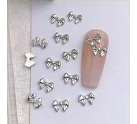 10Pc Butterfly Silver Butterfly 3D Metallic Butterflies Rhinestones For Acrylic Nails Designs