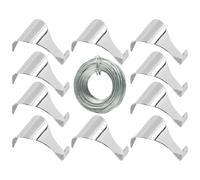 10pc Chrome Picture Rail Hooks with 3m Hanging Wire - Antique Style Dado Rail Moulding Hooks for Picture Hanging - 48×16mm Hook, 13mm Projection - Wall Art, Photo & Mirror Display Kit