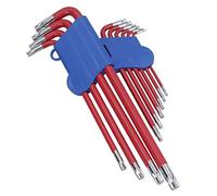 10pc Coloured Extra-Long Torx Star Keys with Holder T9 - T50 Anti Slip Grip Cover