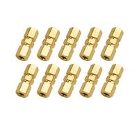10pc Double End Threaded Brass Brake Line Connectors 4.76mm Flareless Design for Secure Automotive Tubing Installation Double Threaded Brass Brake Line Fitting