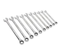 10pc EXTRA LONG Combination Hand Spanner Set - 10mm - 19mm 12 Point Slim Handle