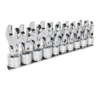 10Pc Flexible Crows Foot Spanner Set - 3/8" Square Drive Metric Open Head Wrench